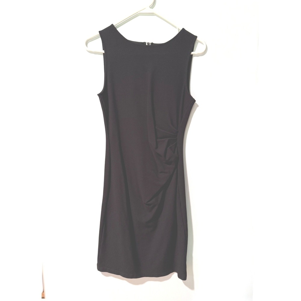 Kenneth Cole New York Black Ruched Sheath Dress Womens 6 Sleeveless Stretch